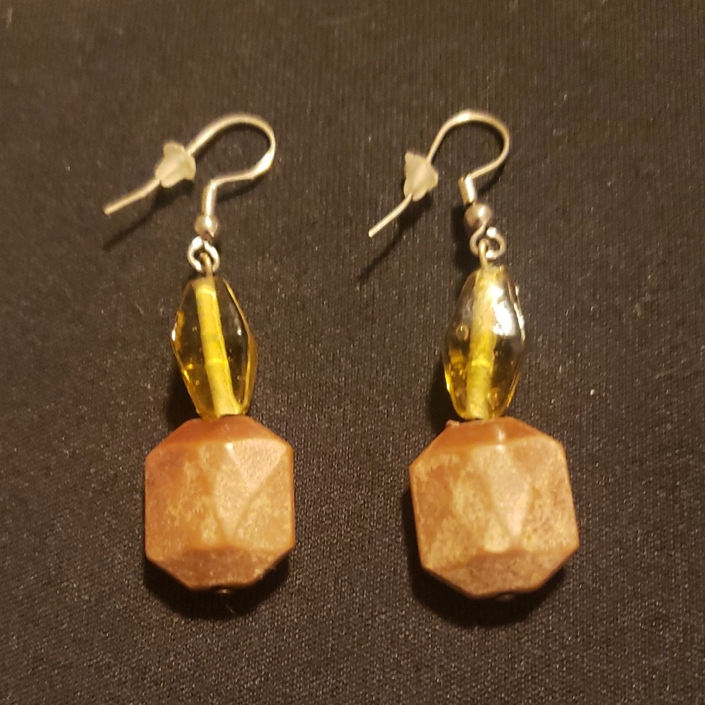Brown Beaded Earrings